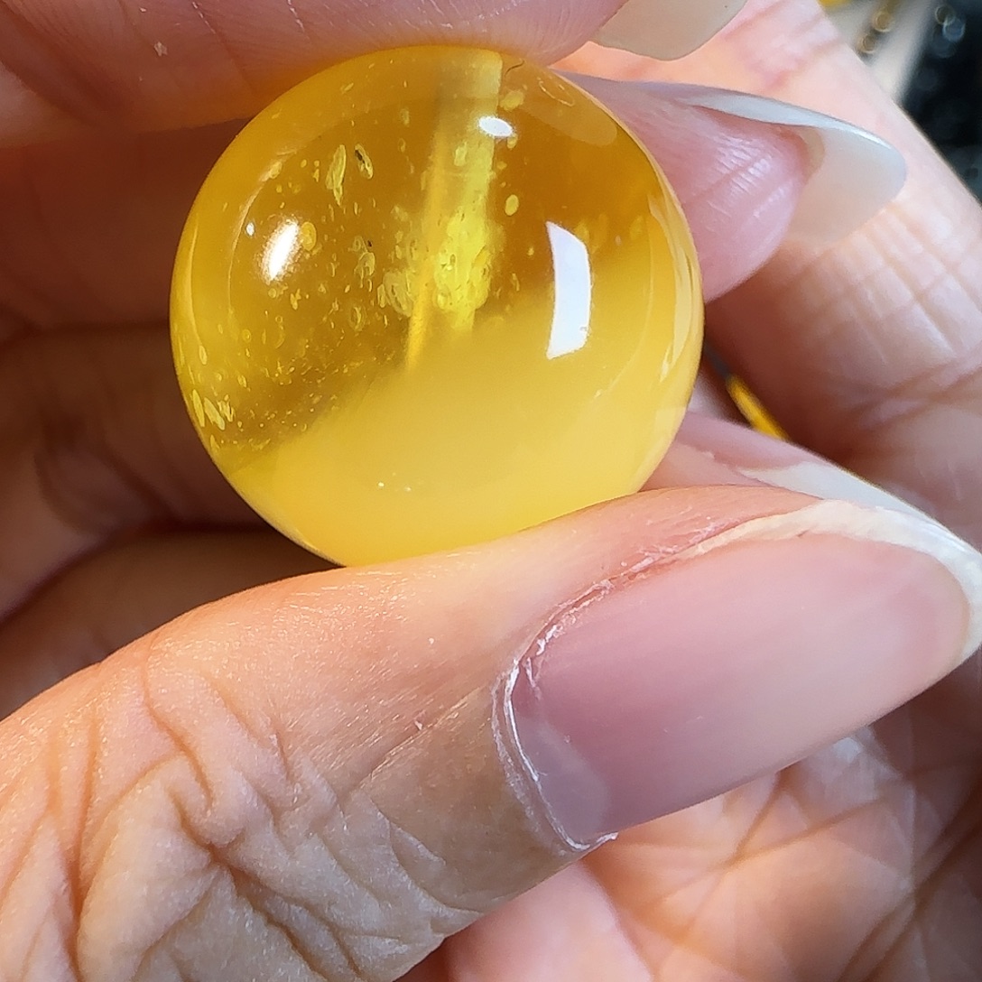 蜜蜡未镶嵌裸石20.3mm特色白花圆珠