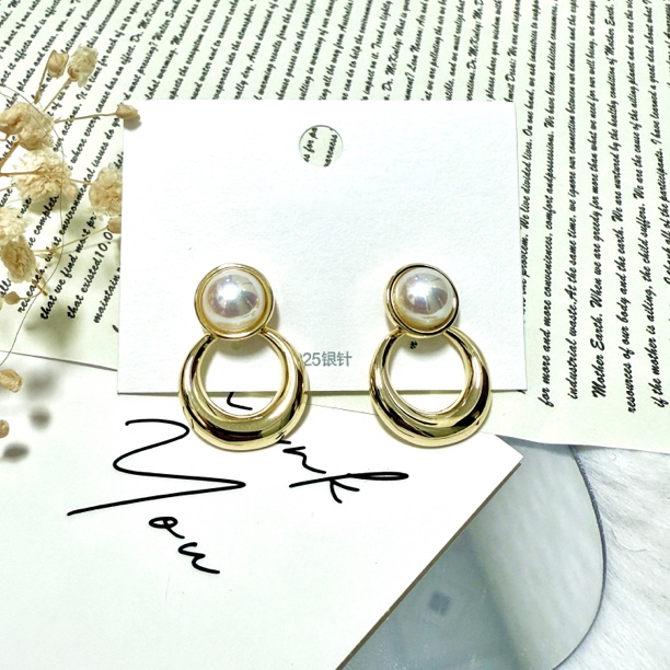 铜合金耳饰 轻奢高级感镂空圆形圈圈耳环小众独特耳钉百搭