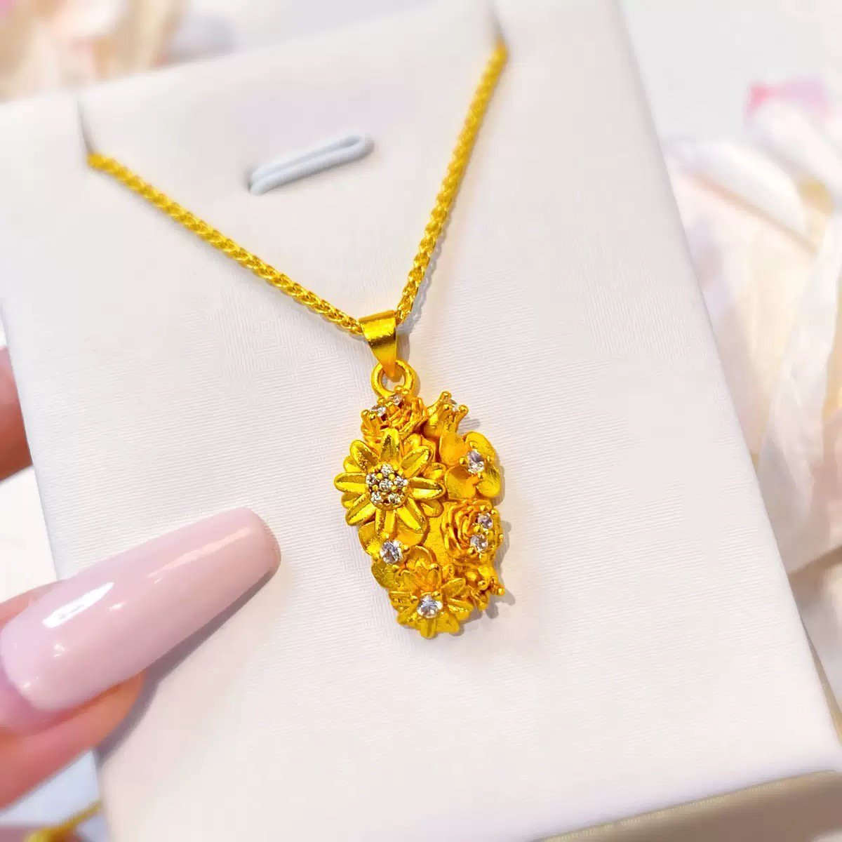 新中式繁花似锦花朵吊坠项链吊坠女轻奢高级感