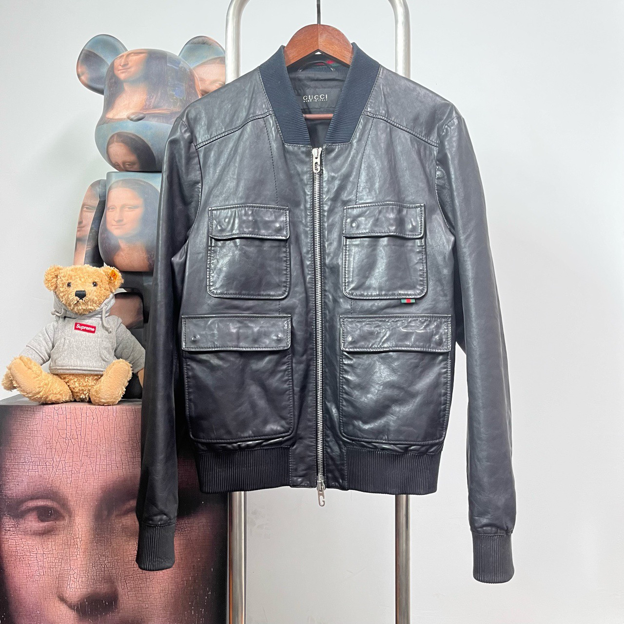 99新 GUCCI/古驰 99新Gucci古驰皮衣夹克 尺码50 衣长67 胸围52