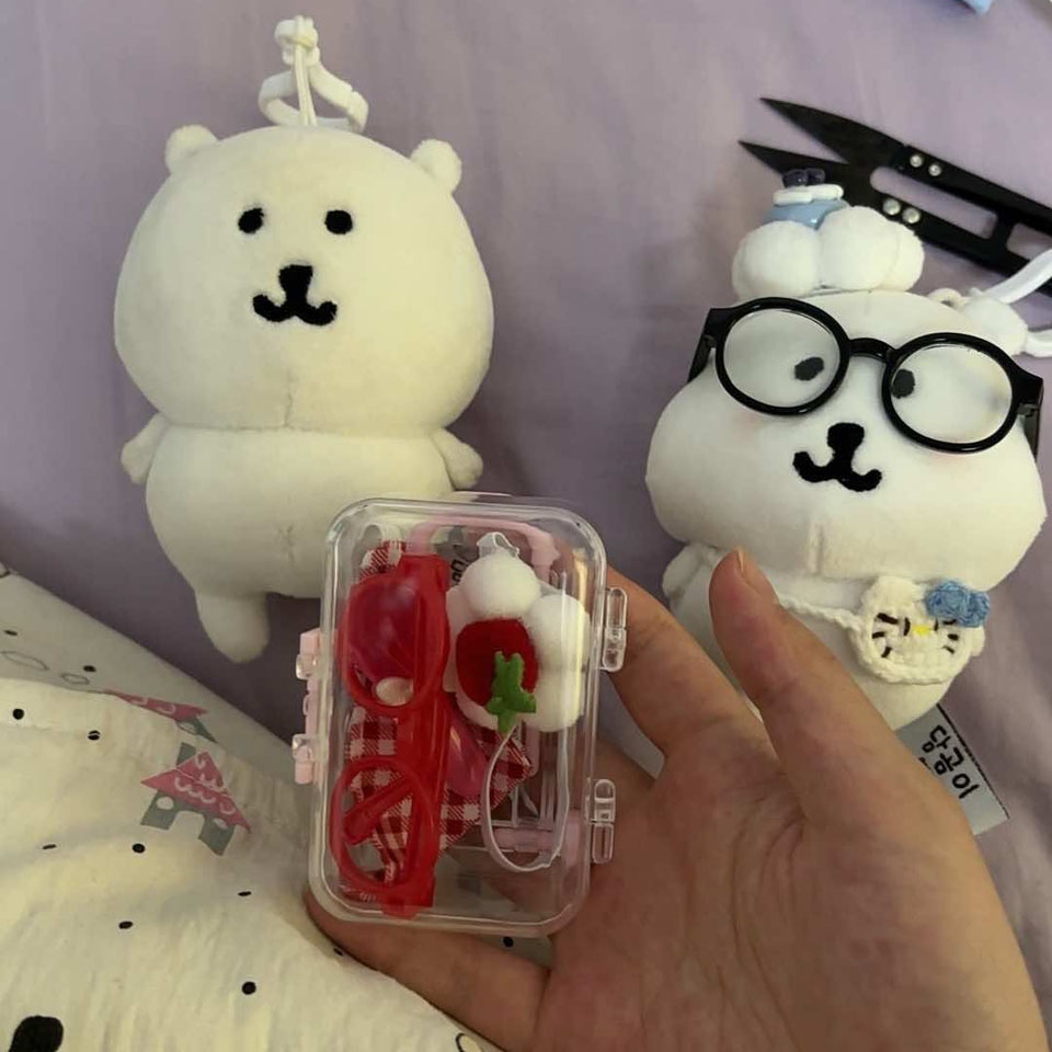 网红简约可爱自嘲熊同款可伸缩轮子可动透明迷你超小拉杆箱收纳盒