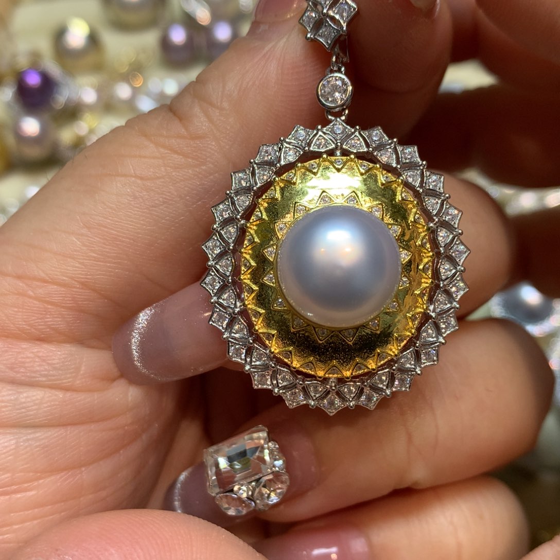 海水珍珠颈饰银S925镶嵌