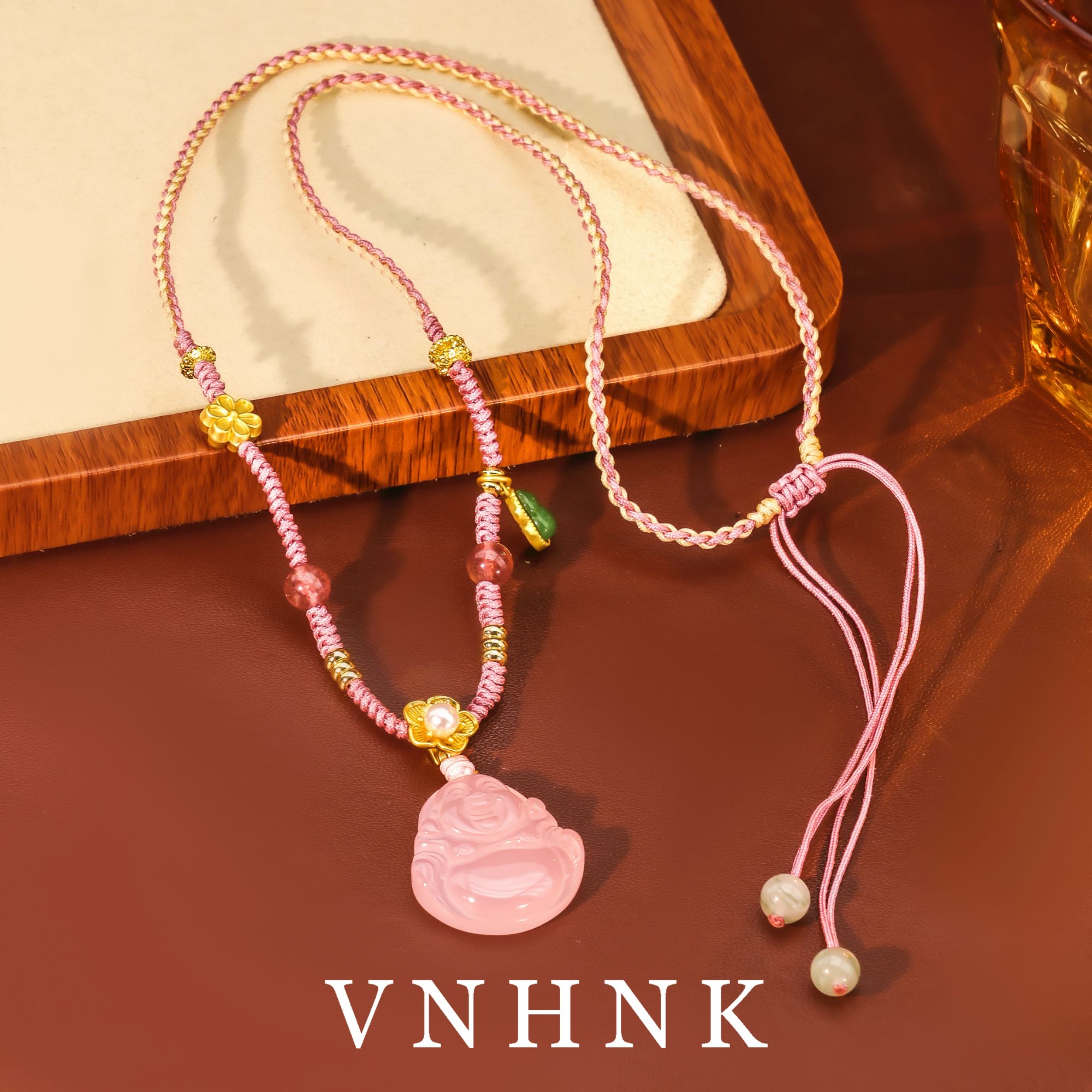 美可儿   N264   粉色(77cm)粉玉髓气质百搭项链
