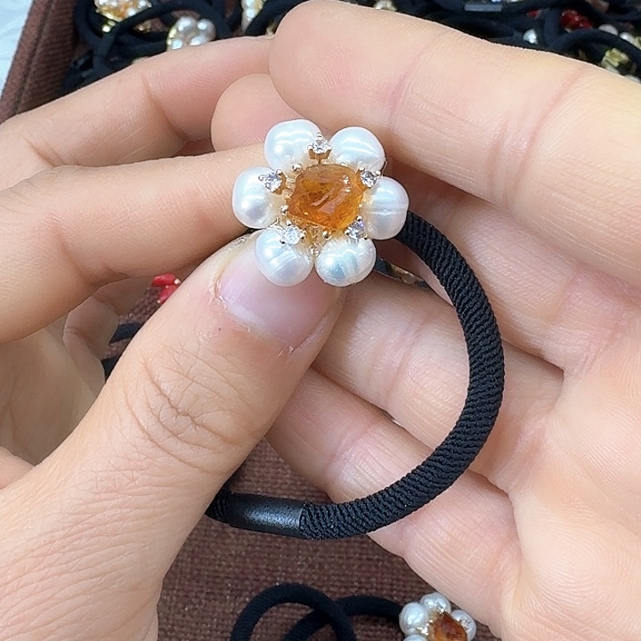 淡水珍珠发饰银S925镶嵌