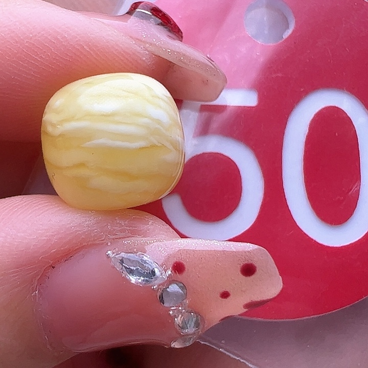 蜜蜡裸石未镶嵌金瓷白虎皮 11mm 老型