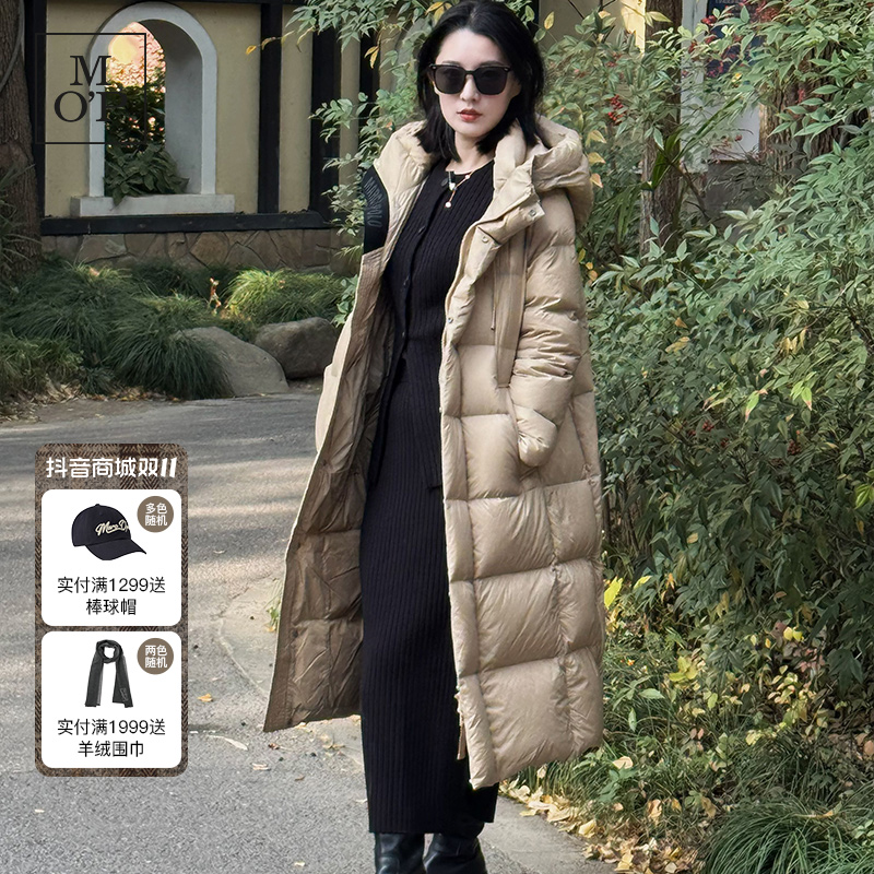 Marc O'Polo/MOP冬季时尚轻奢高级感户外黑金长款连帽休闲羽绒服