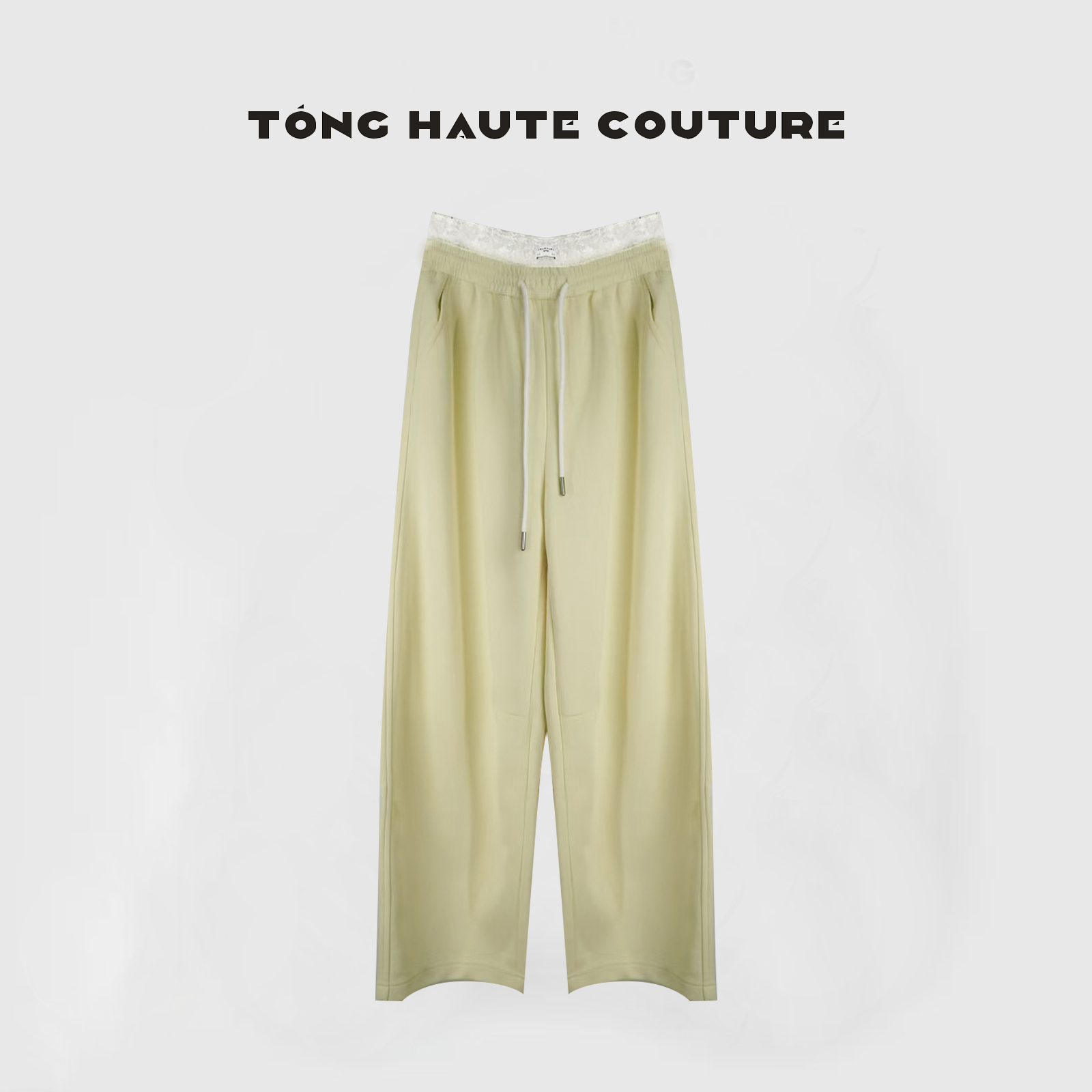 【暖春意】25年早春轻奢小众高级感蕾丝边轻熟风休闲裤YK023