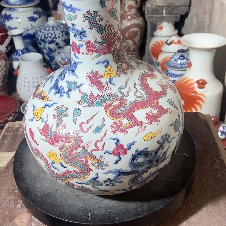 瓷瓶青花罐对瓶大