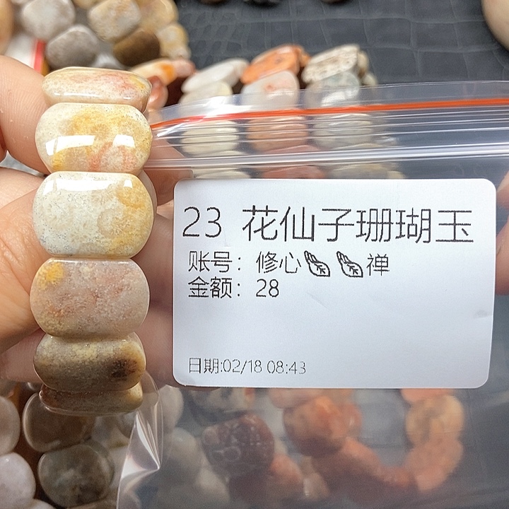 硅化珊瑚（珊瑚玉）手镯未镶嵌修***禅23