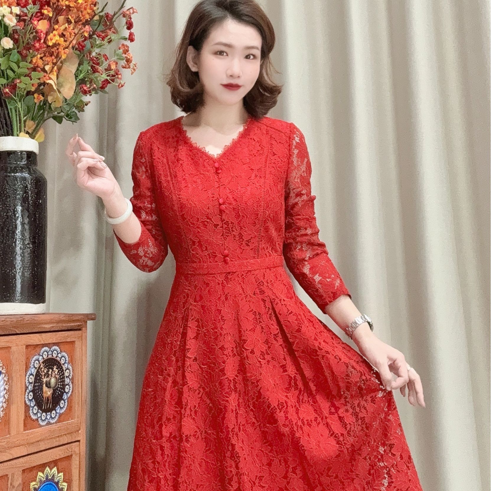 S 682#优雅气质妈妈装连衣裙