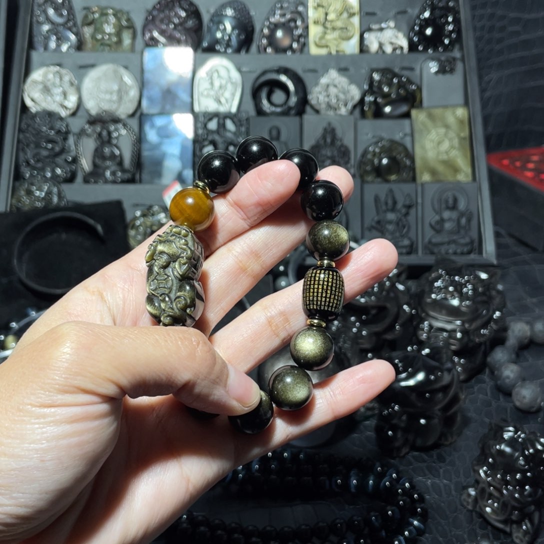 黑曜岩手链未镶嵌陈*升