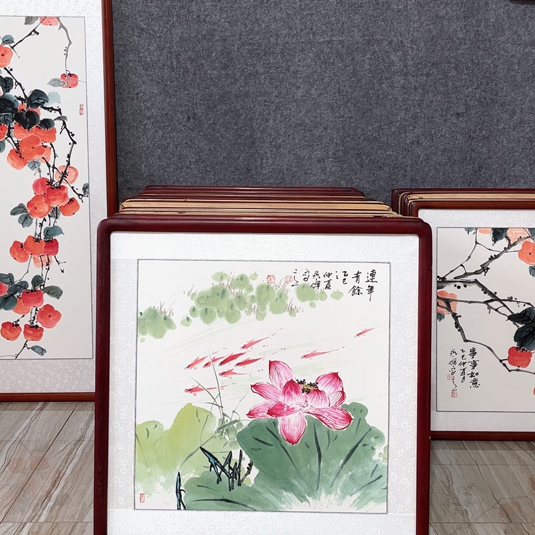 国画书画作品带框63×63