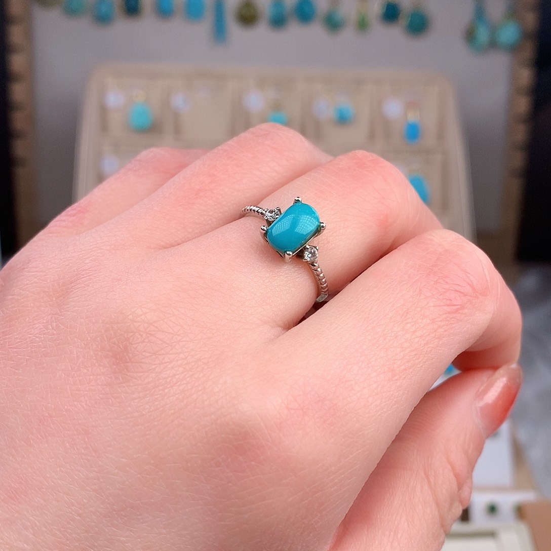绿松石戒指银S925镶嵌