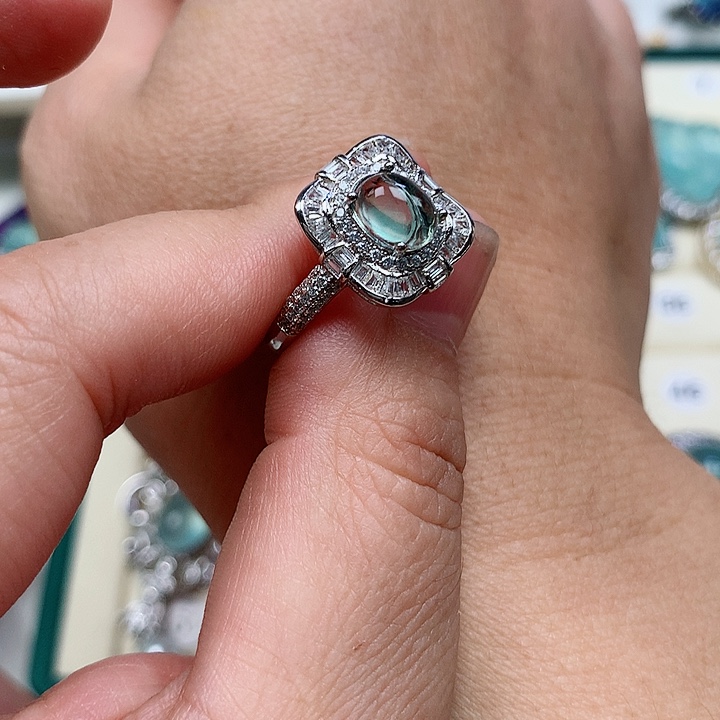 萤石戒指萤石银S925镶嵌