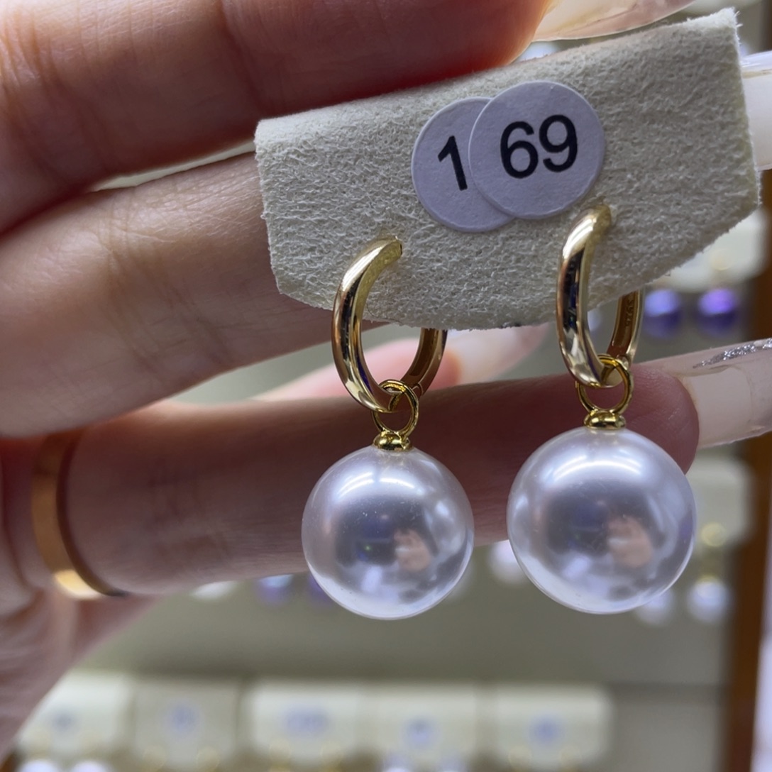 淡水珍珠耳饰银S925镶嵌