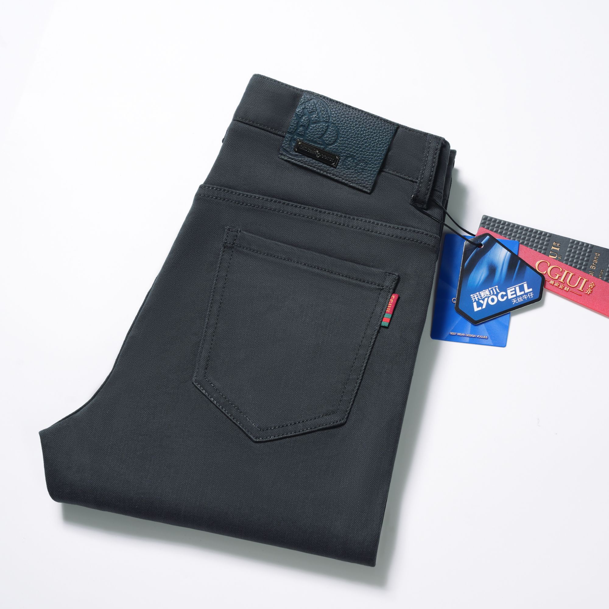 秋冬轻奢厚款男士牛仔裤九分旅游男装男款弹力修身直筒锁温长裤子