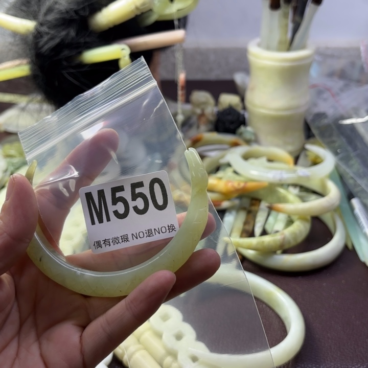 蛇纹石玉发饰合金小*
