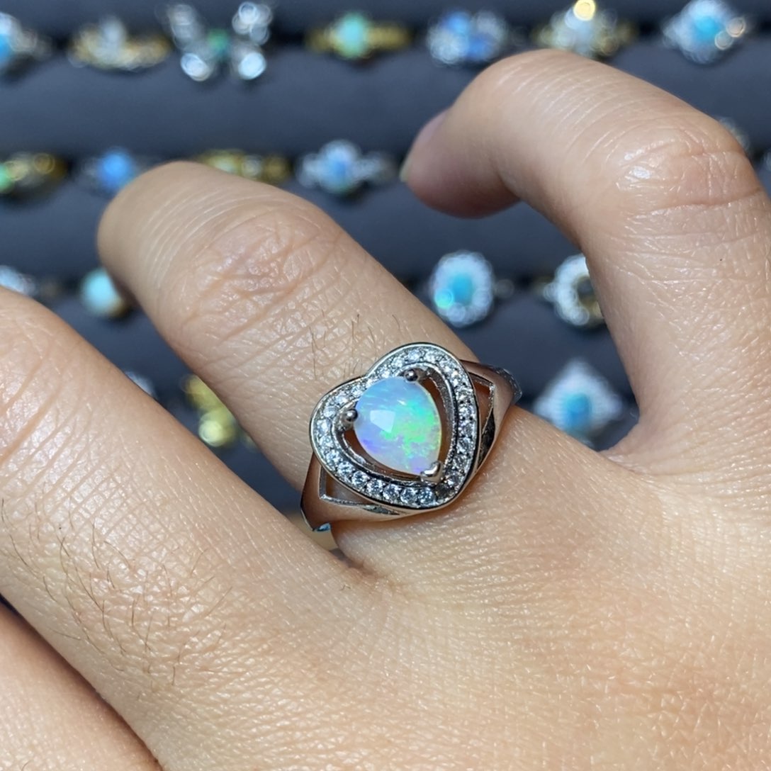 欧泊珠宝奇石银S925镶嵌戒指