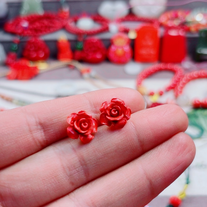 玛瑙/玉髓耳钉银S925镶嵌