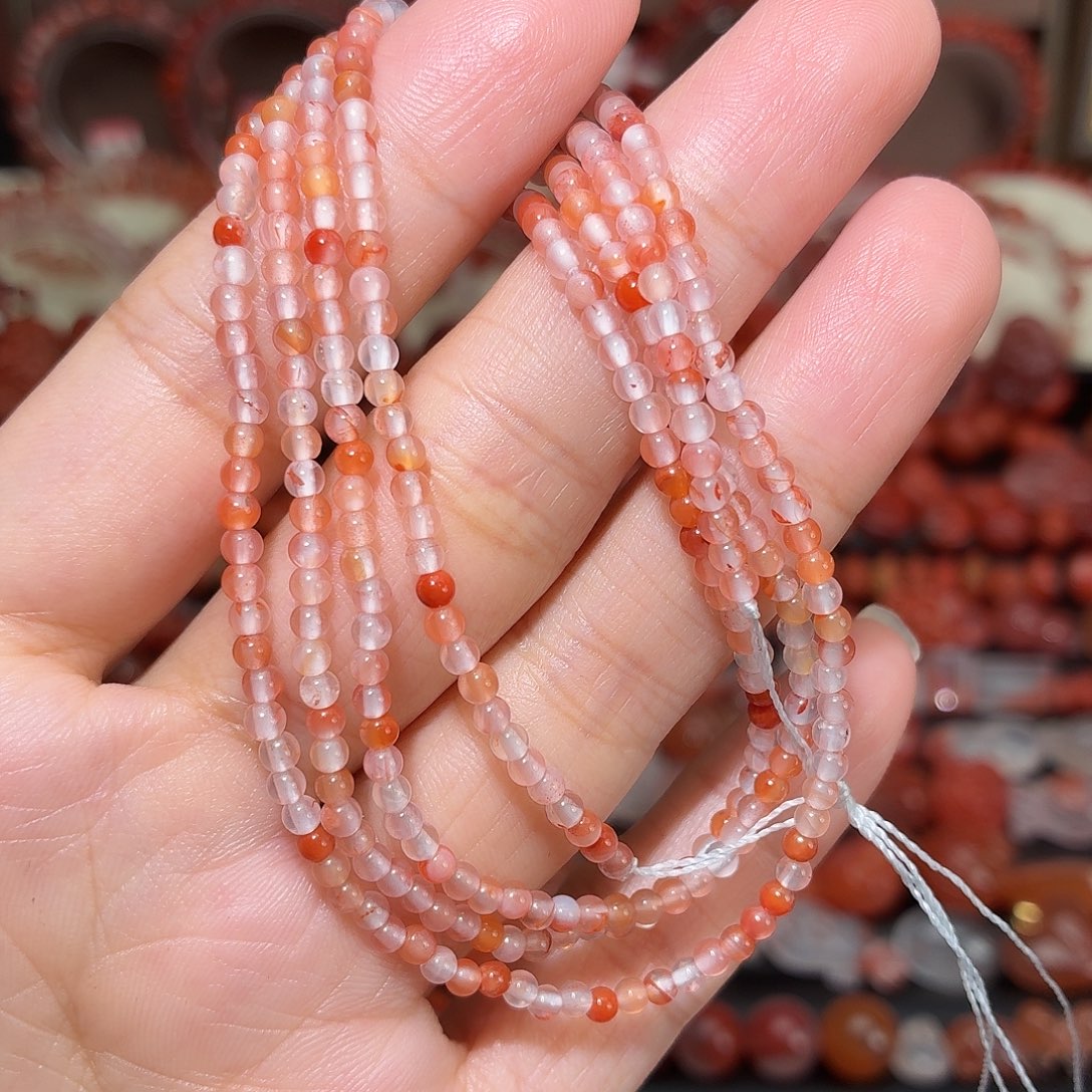 南红玛瑙未镶嵌颈饰糖果色小米珠多圈