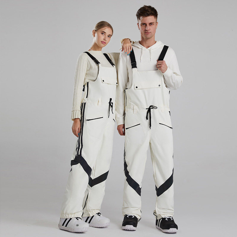 防水防风耐磨潮炫彩反光情侣款大背带连体滑雪背带裤