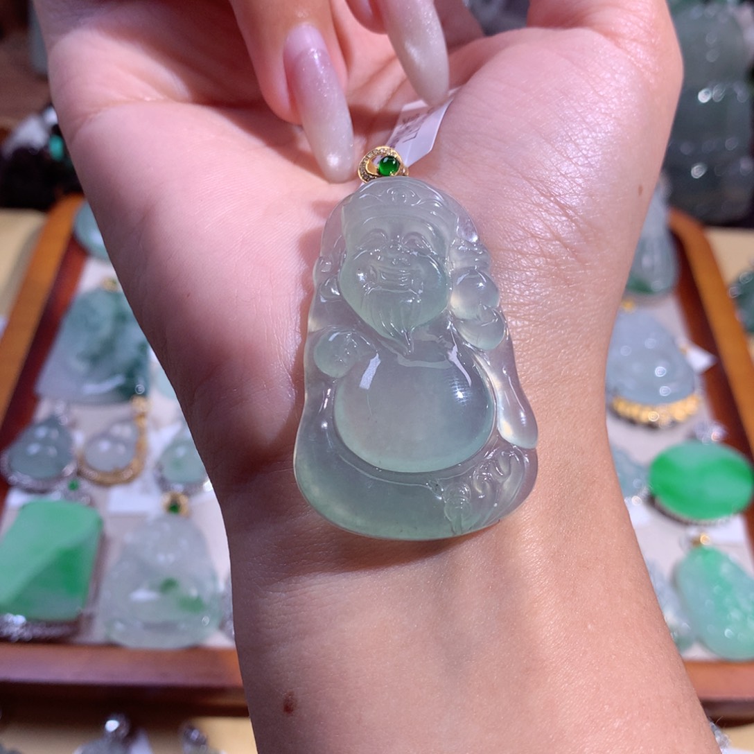 翡翠吊坠(不含链)18K金镶嵌