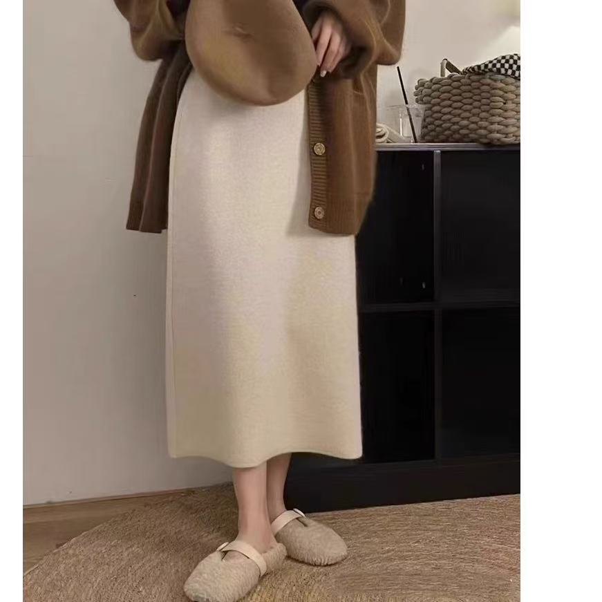【侧开叉】孕妇装半身裙秋冬款无托腹小个子中长裙子高腰宽松直筒裙
