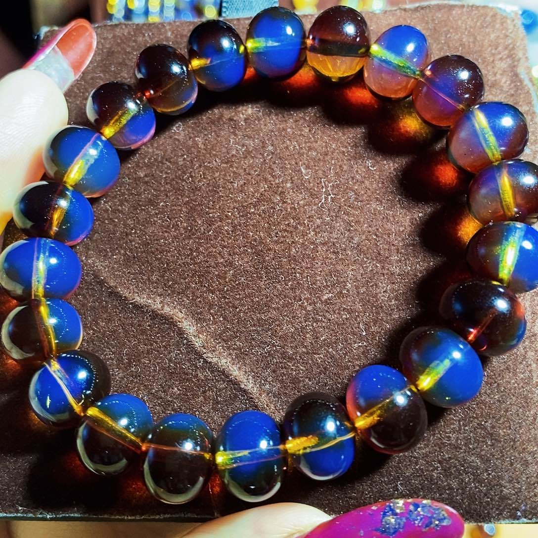 蓝珀裸石未镶嵌红蓝珀妖色11苹果圆毕业