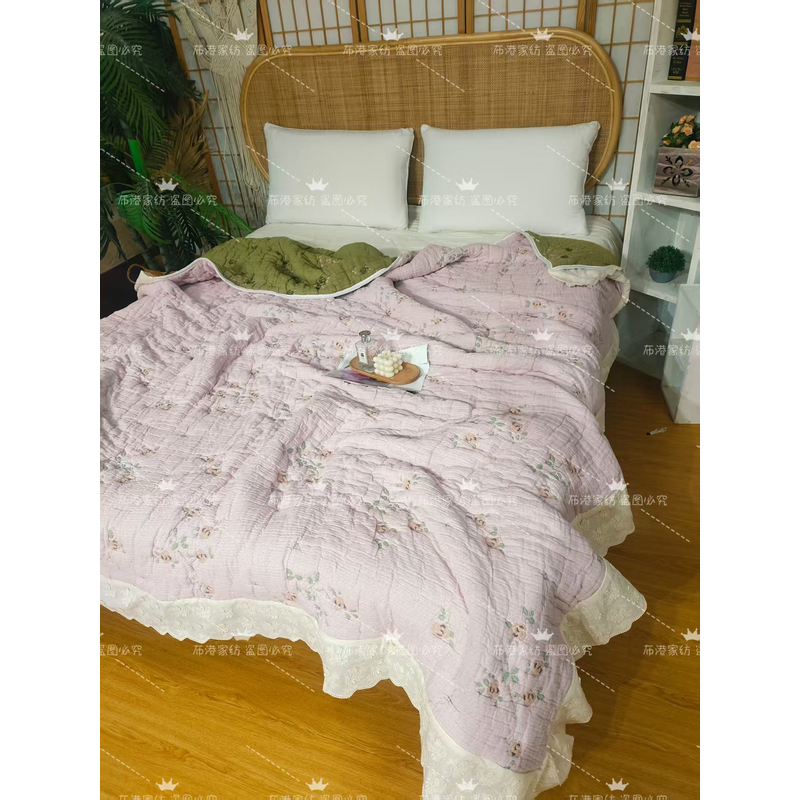 微瑕幕古（Mugu）森古息棉夏被可机洗双人200*230～绽放粉会起小毛