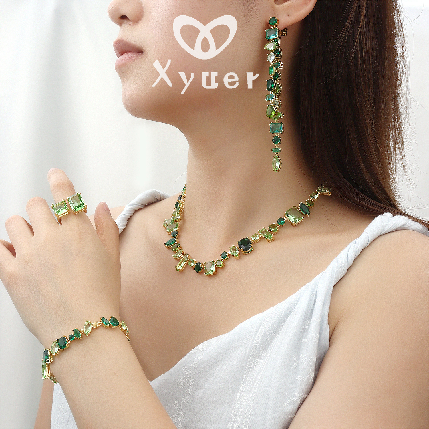 铜合金合成锆石项链 Xyuer谢雨儿高品质定制款绿野仙踪四件套套装