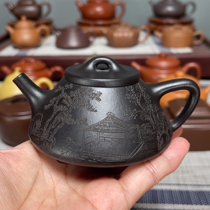 紫砂茶壶全手捂灰石瓢150cc