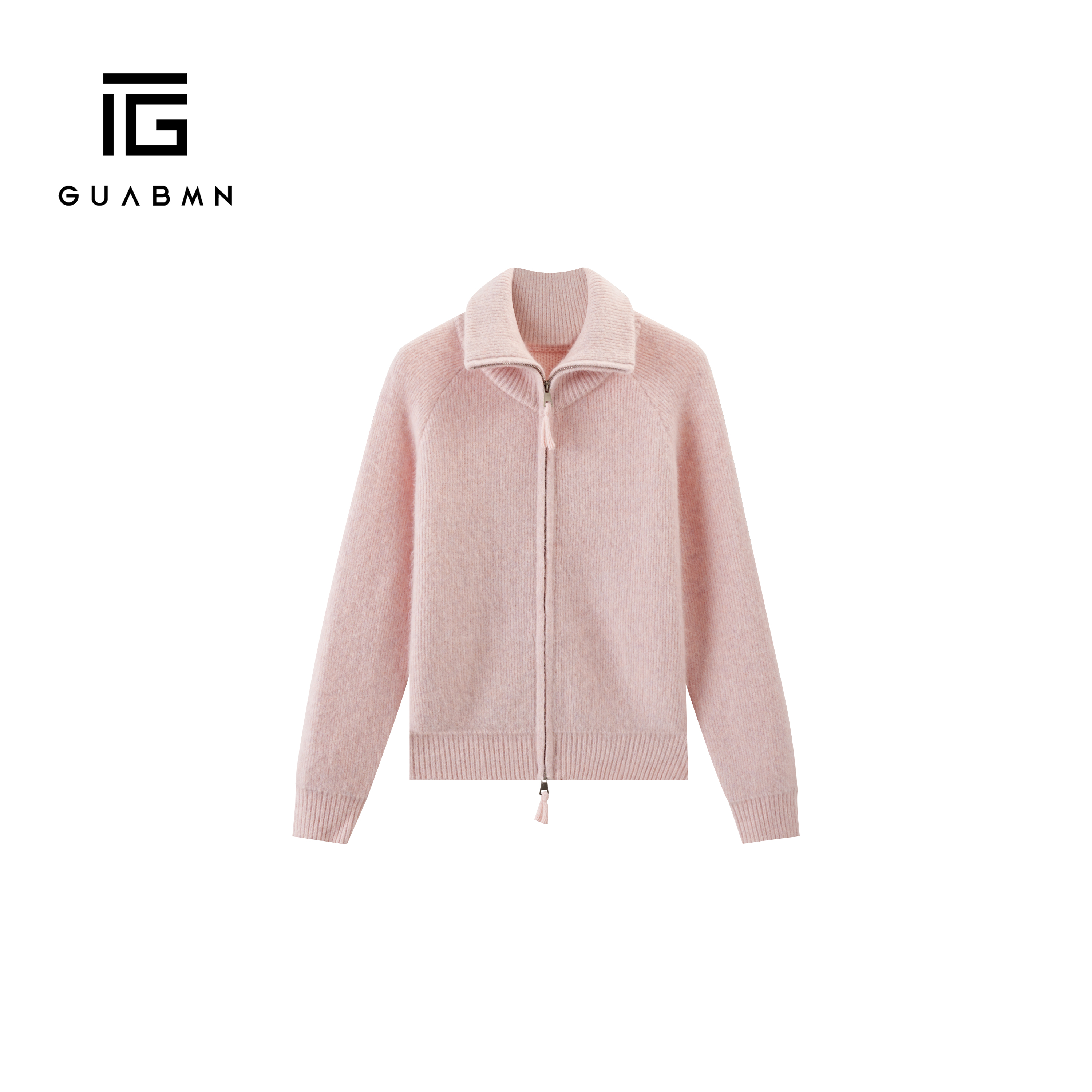 GUABMN2025秋冬新款简约气质高领拉链毛衣外套女针织开衫5961