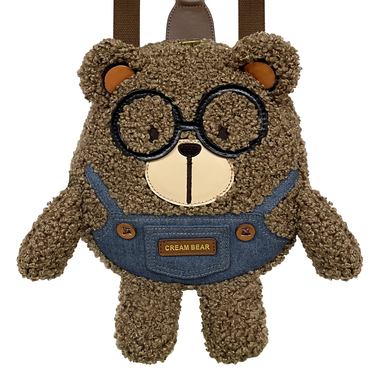 奶油熊秋冬毛毛卡通立体可爱眼睛百搭复古时尚美拉德双肩包