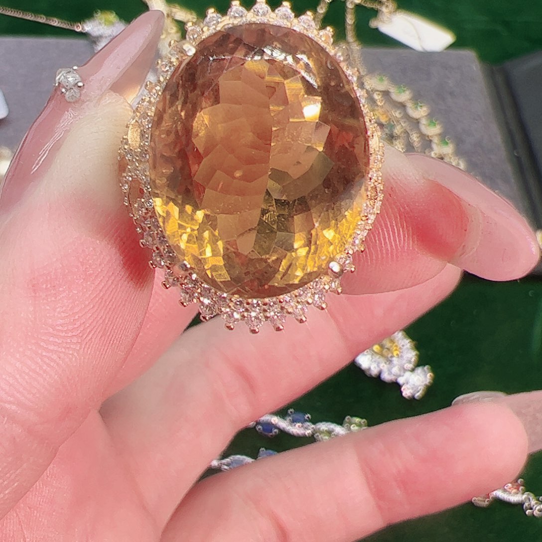 黄晶黄水晶银S925镶嵌