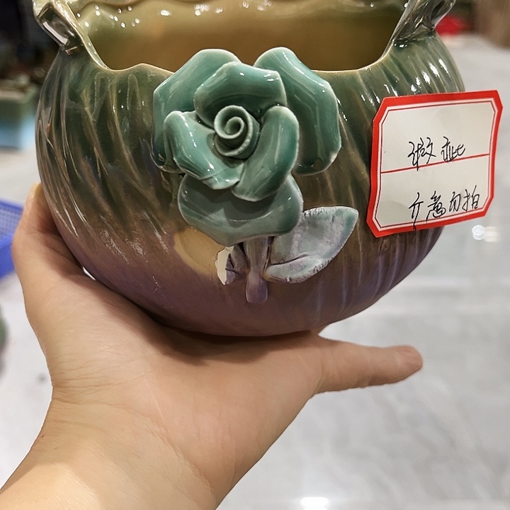 瓷片花盆多肉植物艺术品