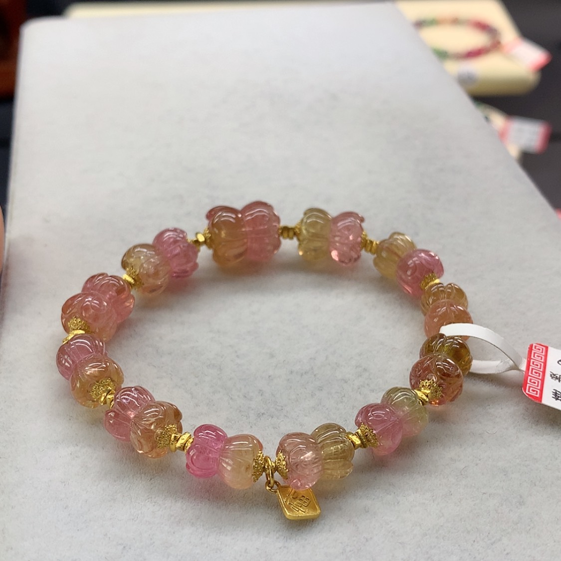 【闪购商品】未镶嵌手链碧玺西瓜莲花单圈