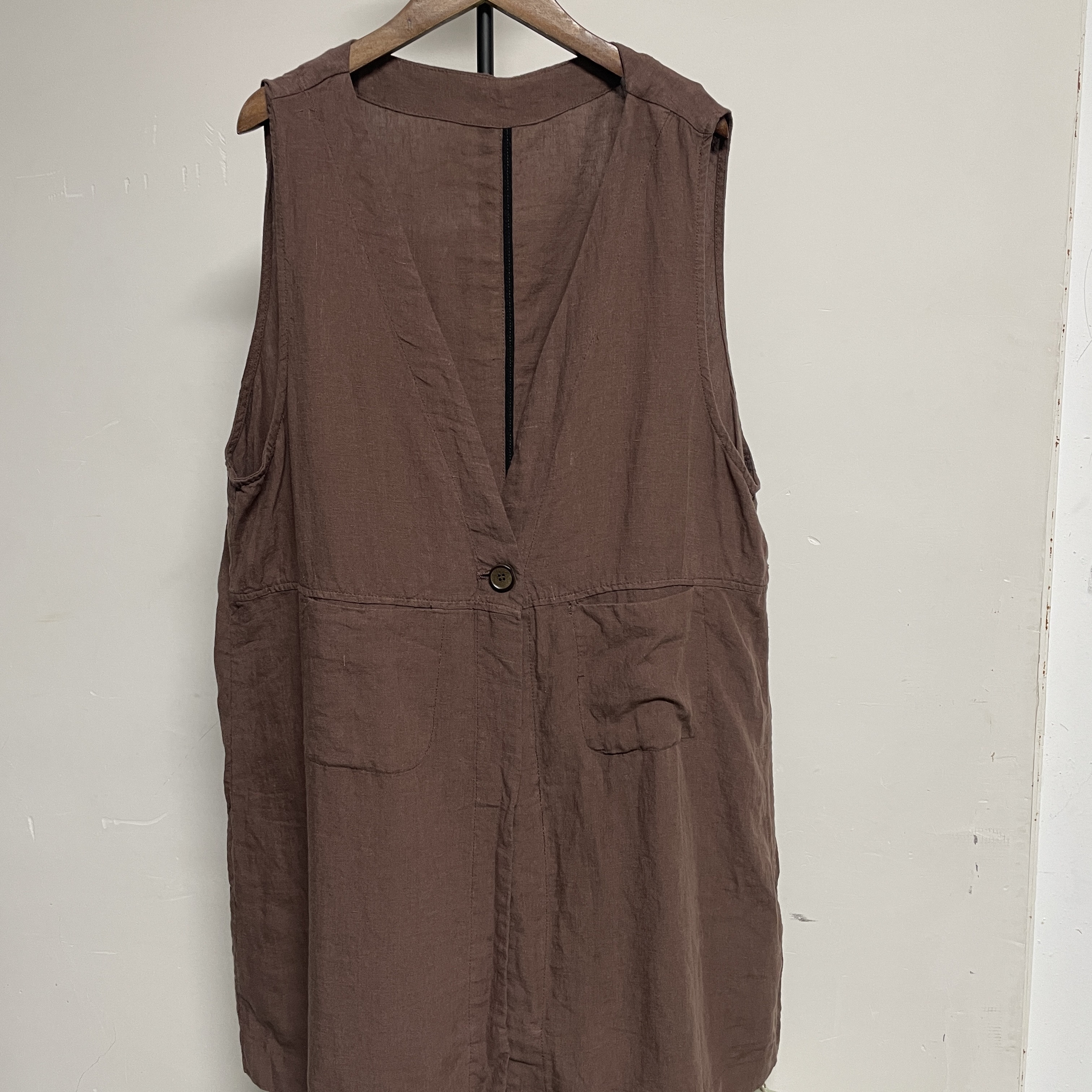 春秋新款A2227炒色做旧复古时尚宽松中长款马甲