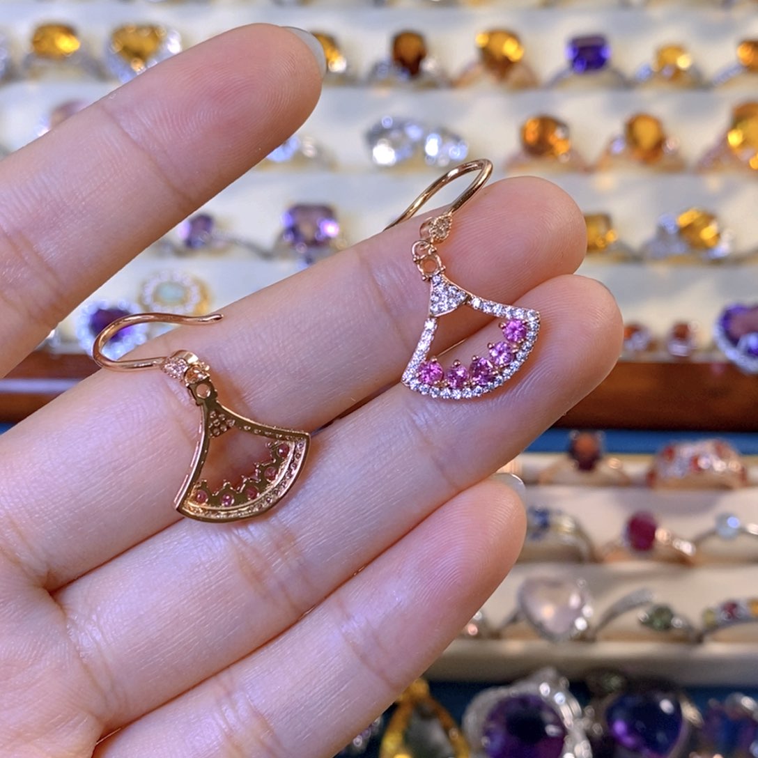 碧玺耳饰银S925镶嵌?****?