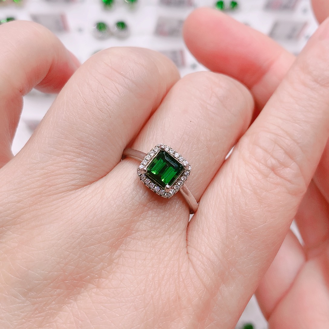 碧玺戒指银S925镶嵌戒指