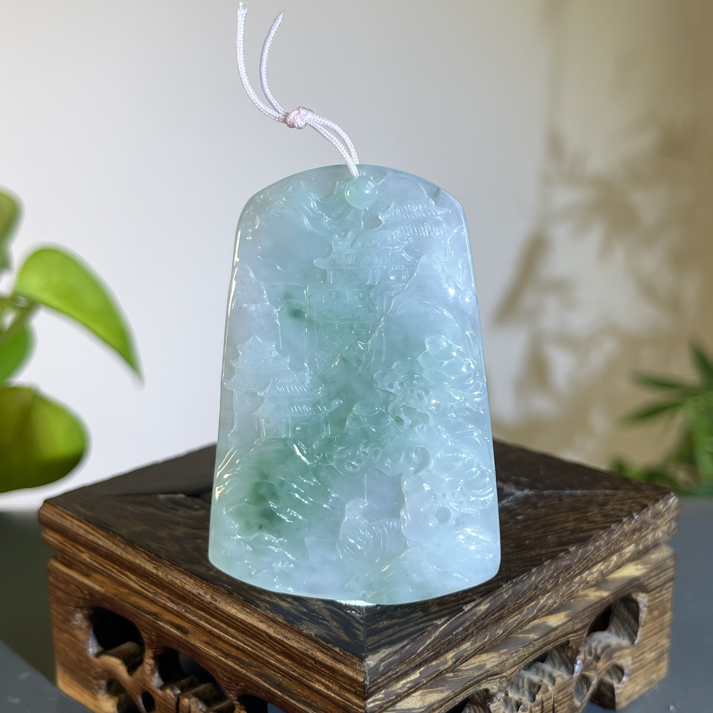 JTA21-80  天然缅甸A货翡翠 山水牌