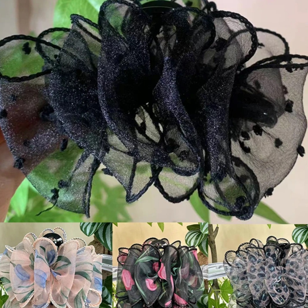 韩版雪纺欧根纱抓夹蕾丝发夹春夏新款简约发饰