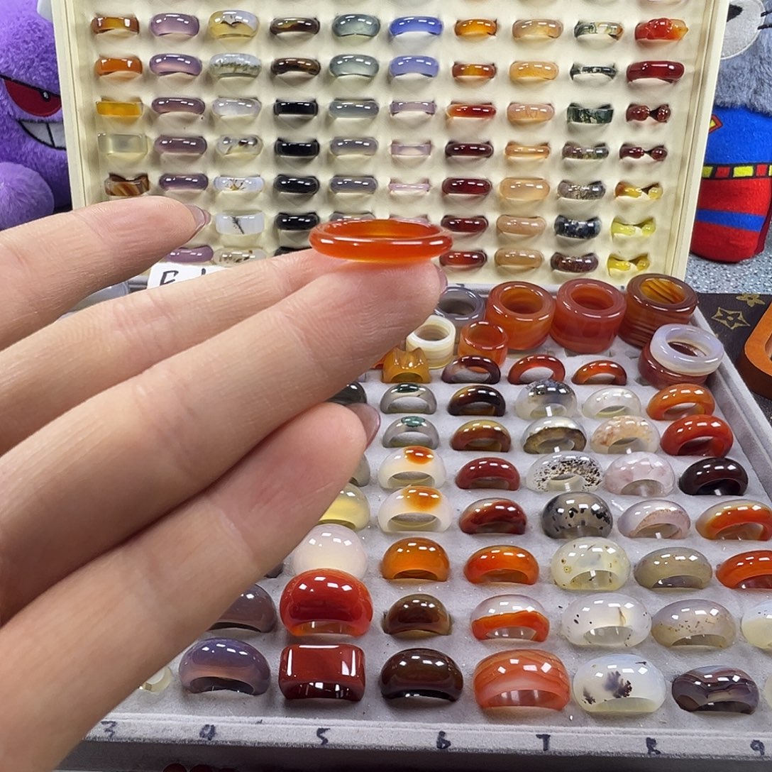 玛瑙/玉髓未镶嵌戒指A13不退换16.6港13