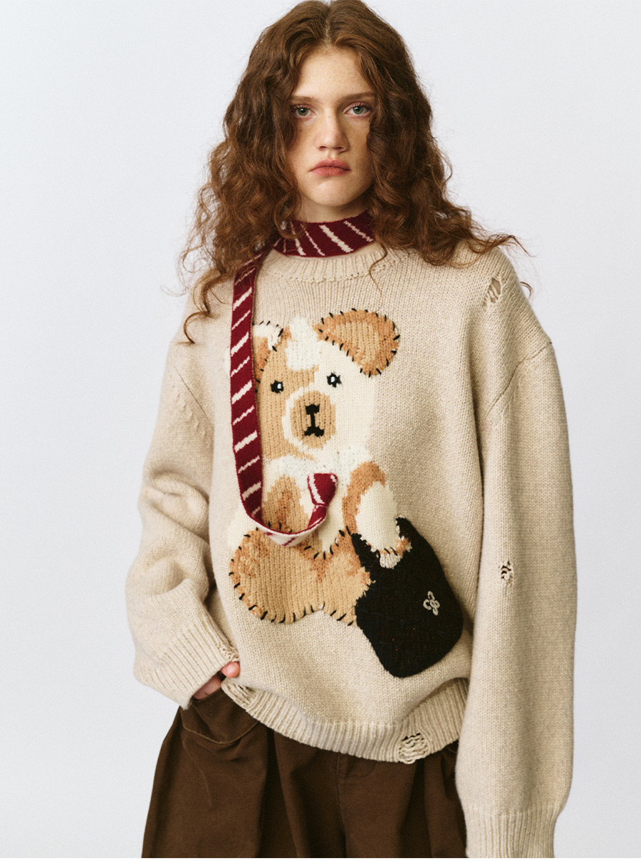 【现货】FORDARE/福蝶25秋冬领带上衣针织衫围脖公文包小熊套头衫