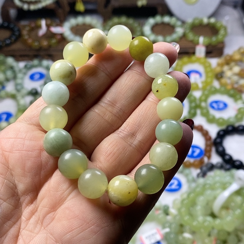 【闪购商品】蛇纹石玉手链未镶嵌卡12