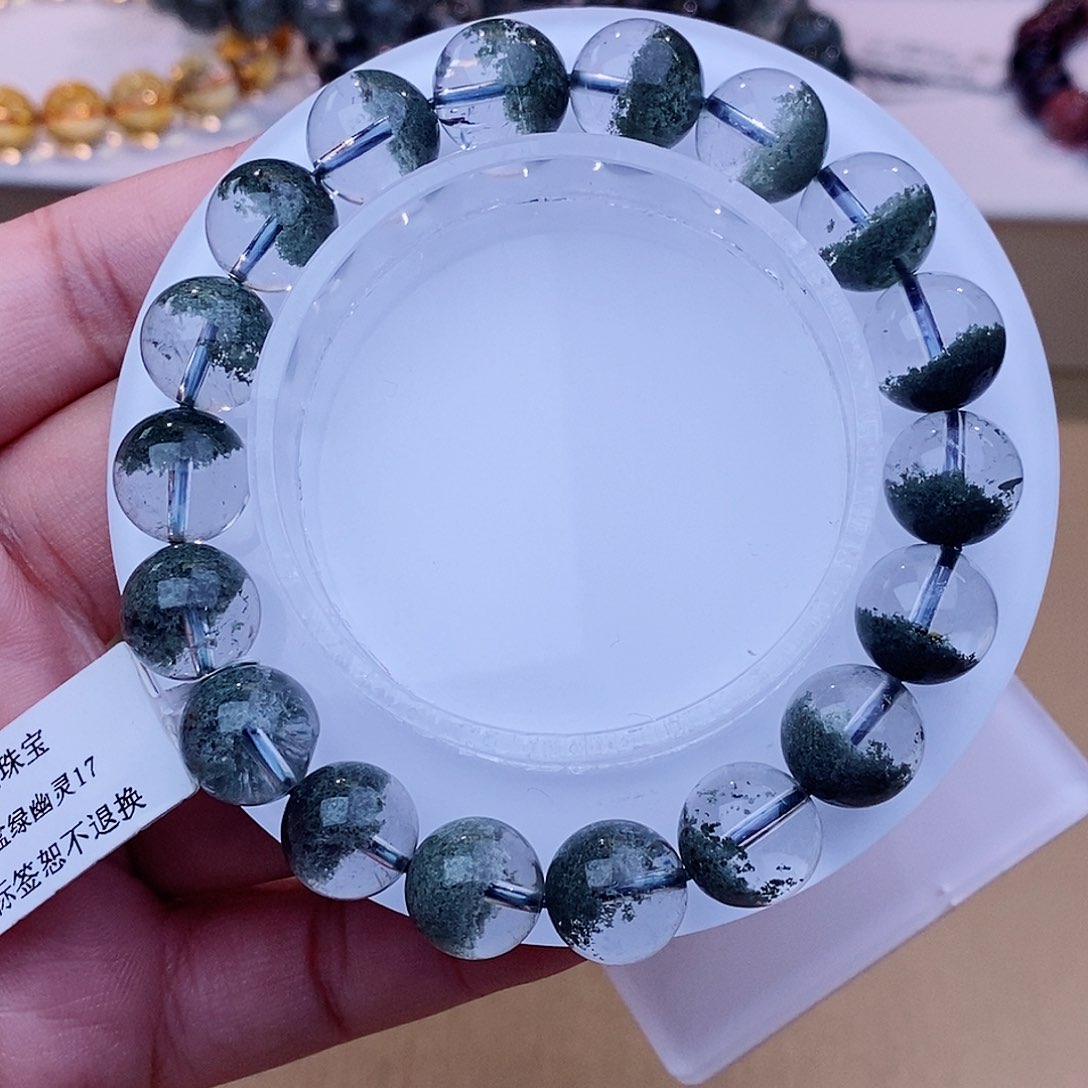 未镶嵌手链水晶聚宝盆绿幽灵11+m