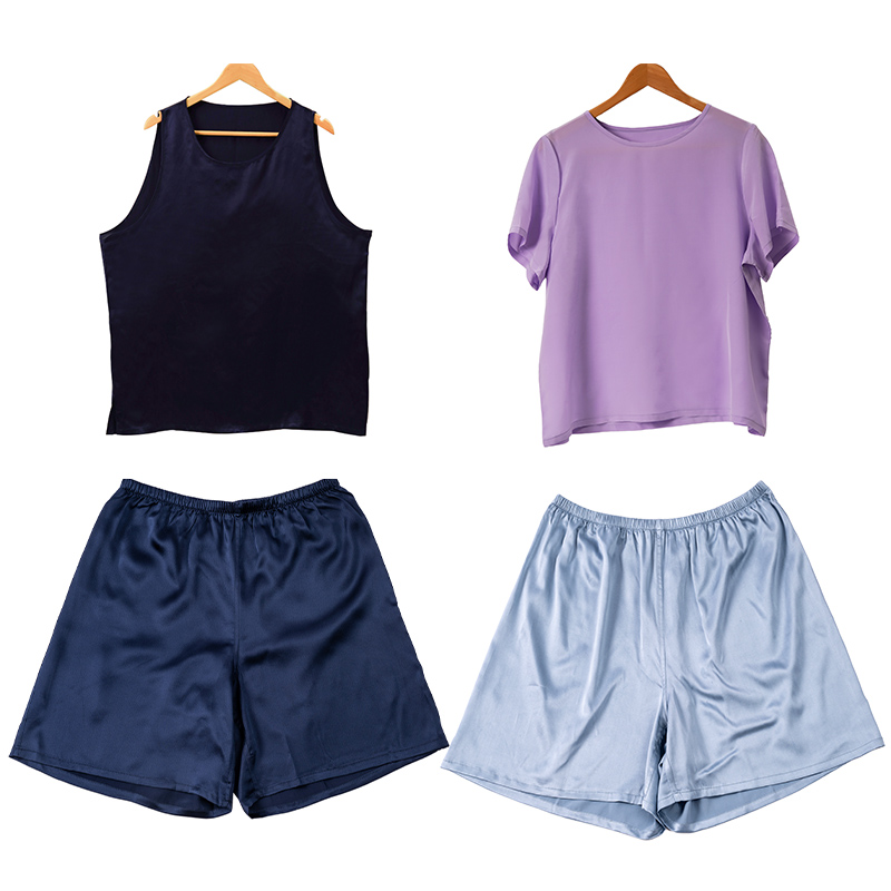 爱丝玉睡衣100分桑蚕丝家居服饰丝滑亲肤开衫长袖短袖套装