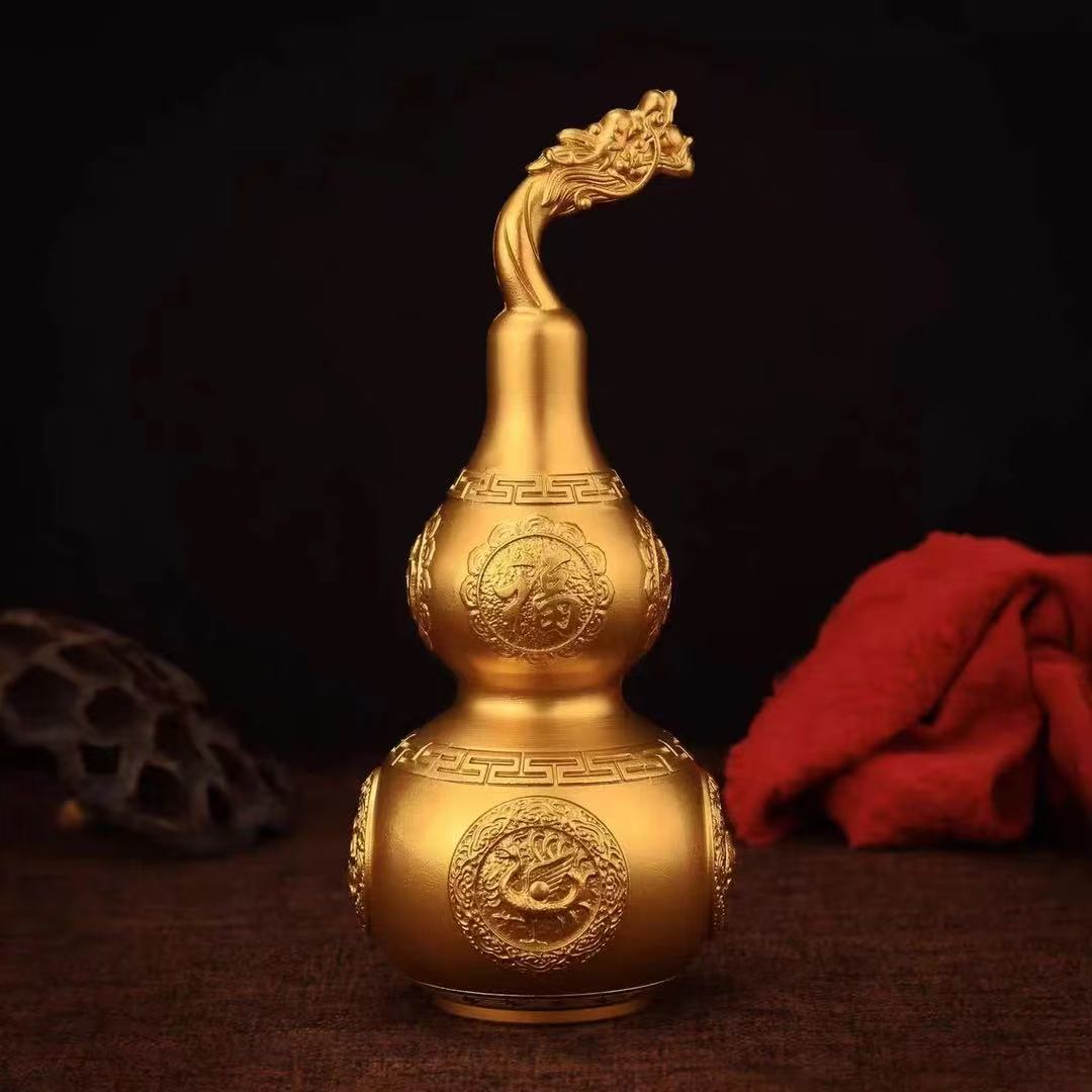 黄铜《四神兽葫芦》招财纳福铜葫芦摆件家居办公室装饰工艺铜摆件
