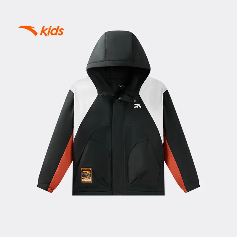 【疯狂动物城】安踏儿童男童运动舒适连帽加绒厚外套潮男童冬装外套