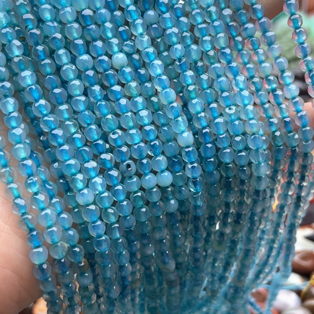 玛瑙/玉髓合金珠宝半成品两条装卡4蓝玛瑙圆珠