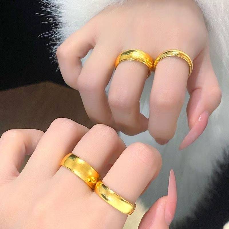 合金戒指 情侣对戒（光面戒）经典实心传承亮面素款可调节